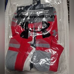 Under Armour Red and Black Performance Tech Socks
